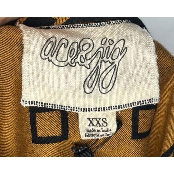 ACE & JIG Sz XXS Nova Dress Quad Black Mustard Gold Tunic Button Shirt Dress NWT - Picture 3 of 10